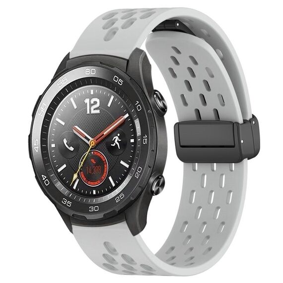 Per Huawei Watch 2 cinturino in silicone con chiusura magnetica pieghevole da 20 mm (grigio chiaro)