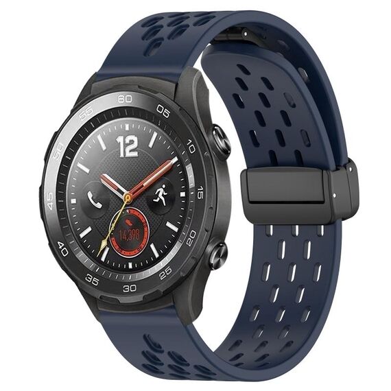 Per Huawei Watch 2 cinturino in silicone con chiusura magnetica pieghevole da 20 mm (blu notte)
