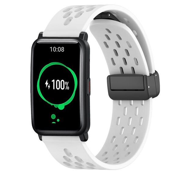 Per Honor Watch ES 20mm cinturino in silicone con chiusura magnetica pieghevole (bianco)