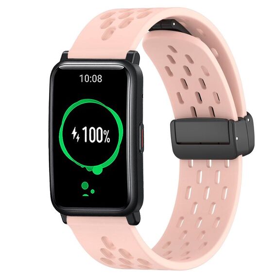 Per Honor Watch ES 20mm cinturino in silicone con chiusura magnetica pieghevole (rosa)