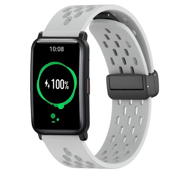 Per Honor Watch ES 20mm cinturino in silicone con chiusura magnetica pieghevole (grigio chiaro)
