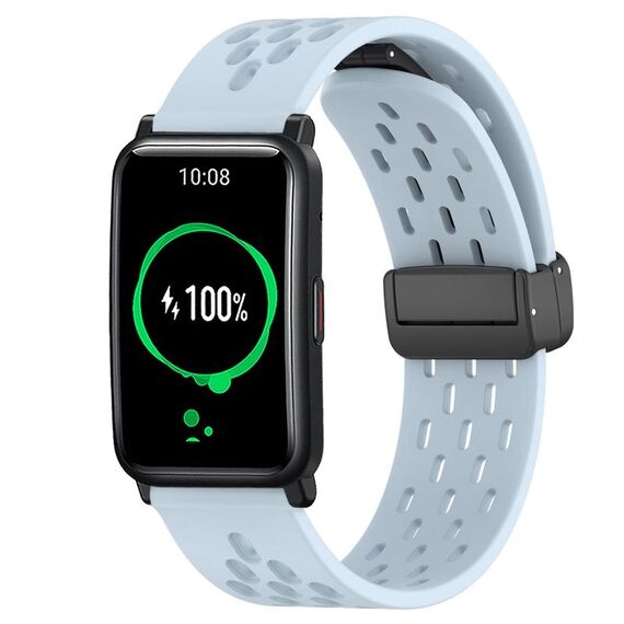 Per Honor Watch ES 20mm cinturino in silicone con chiusura magnetica pieghevole (azzurro)