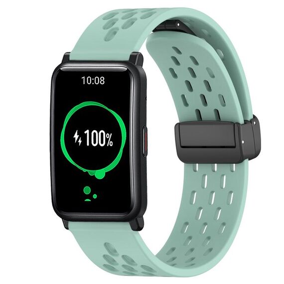 Per Honor Watch ES 20mm cinturino in silicone con chiusura magnetica pieghevole (verde acqua)