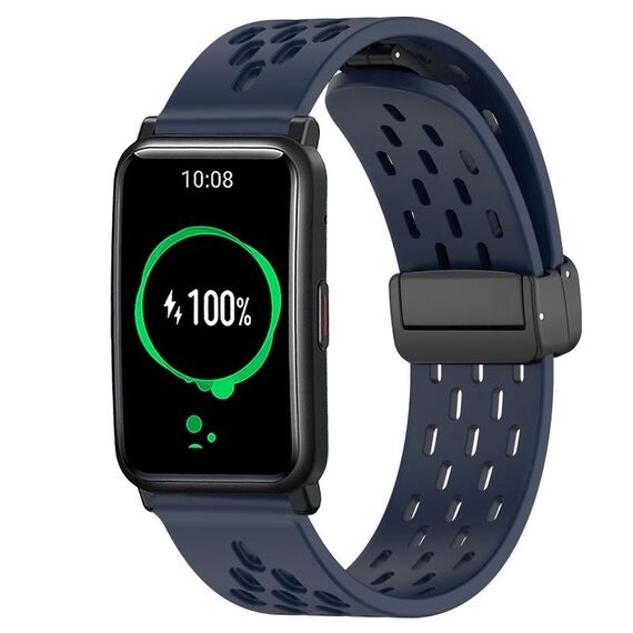 Per Honor Watch ES 20 mm pieghevole cinturino in silicone con chiusura magnetica (blu notte)