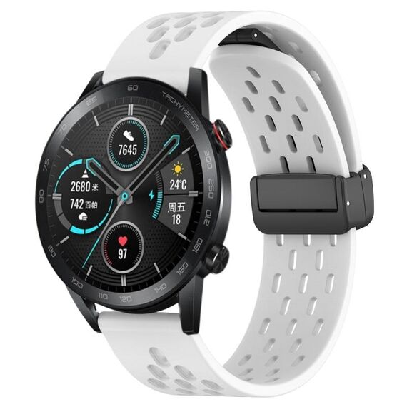 Cinturino per orologio in silicone con chiusura magnetica pieghevole per Honor MagicWatch2 42mm 20mm (bianco)