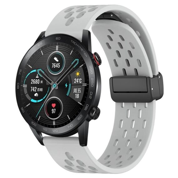 Per Honor MagicWatch2 42mm 20mm cinturino pieghevole in silicone con chiusura magnetica (grigio chiaro)