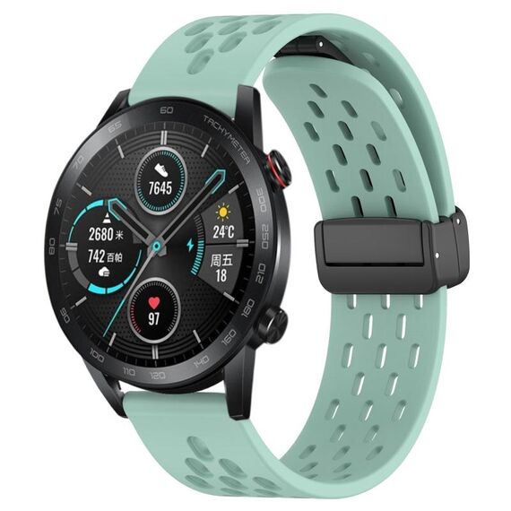 Cinturino per orologio in silicone con chiusura magnetica pieghevole per Honor MagicWatch2 42mm 20mm (verde acqua)