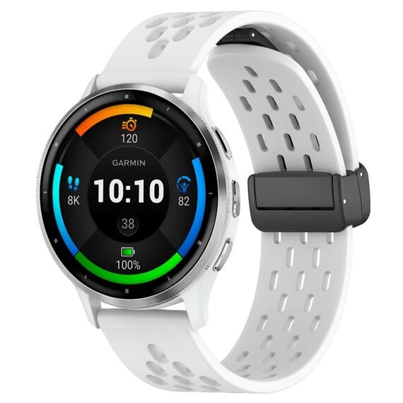 Per cinturino in silicone con chiusura magnetica pieghevole Garmin Venu 3 da 22 mm (bianco)
