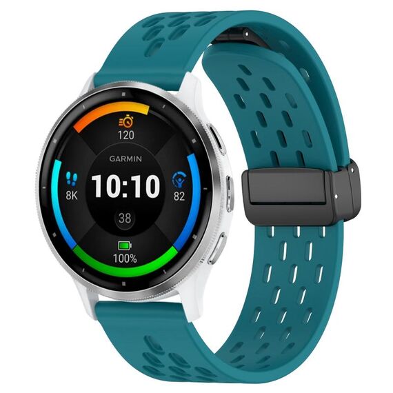 Per cinturino in silicone con chiusura magnetica pieghevole Garmin Venu 3 da 22 mm (verde nascosto)