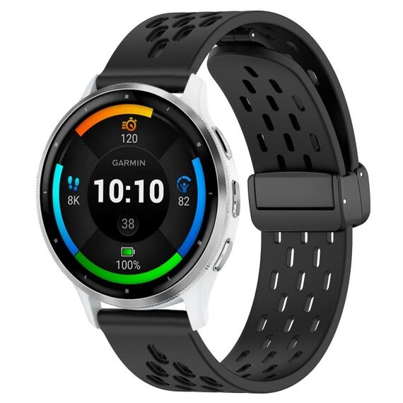 Per cinturino in silicone con chiusura magnetica pieghevole Garmin Venu 3 da 22 mm (nero)
