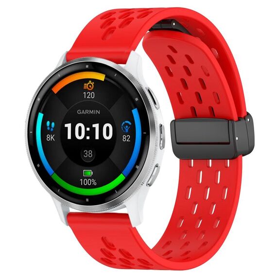 Per cinturino in silicone con chiusura magnetica pieghevole Garmin Venu 3 da 22 mm (rosso)