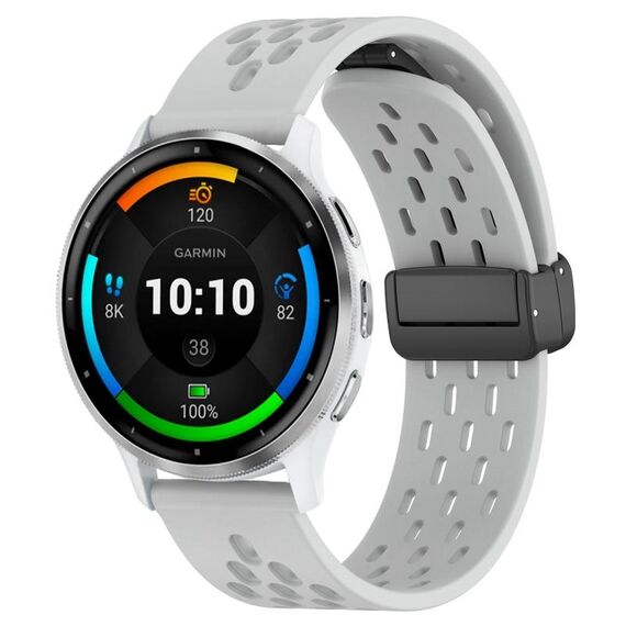 Per cinturino in silicone con chiusura magnetica pieghevole Garmin Venu 3 da 22 mm (grigio chiaro)