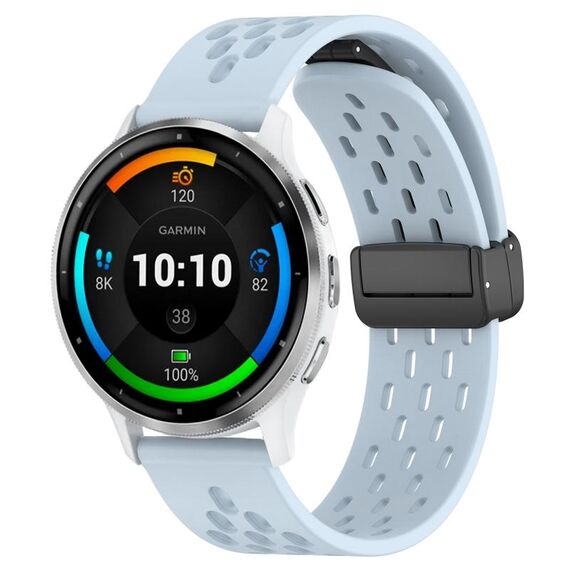 Per cinturino in silicone con chiusura magnetica pieghevole Garmin Venu 3 da 22 mm (azzurro)