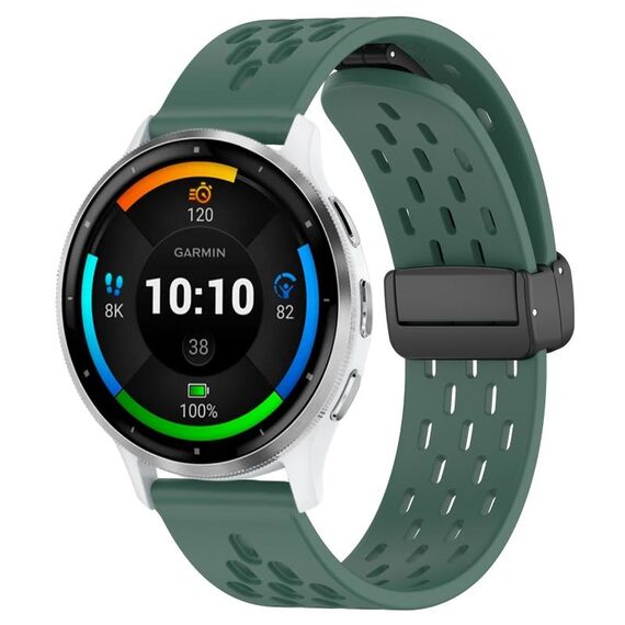 Per cinturino in silicone con chiusura magnetica pieghevole Garmin Venu 3 da 22 mm (verde scuro)