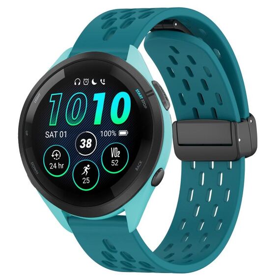 Per cinturino in silicone con chiusura magnetica pieghevole Garmin Forerunner 265 da 22 mm (verde nascosto)