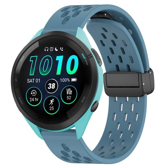 Per cinturino in silicone con chiusura magnetica pieghevole Garmin Forerunner 265 da 22 mm (blu)