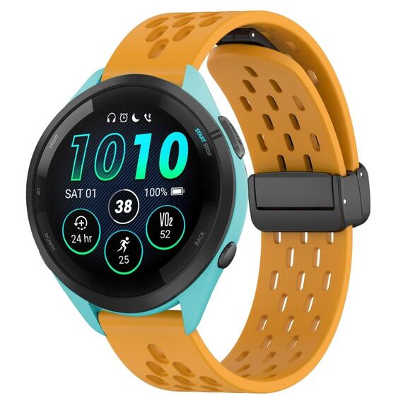 Per cinturino in silicone con chiusura magnetica pieghevole Garmin Forerunner 265 da 22 mm (giallo)