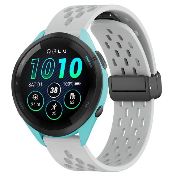 Per cinturino in silicone con chiusura magnetica pieghevole Garmin Forerunner 265 da 22 mm (grigio chiaro)