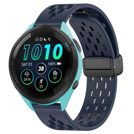 Per cinturino in silicone con chiusura magnetica pieghevole Garmin Forerunner 265 da 22 mm (blu notte)