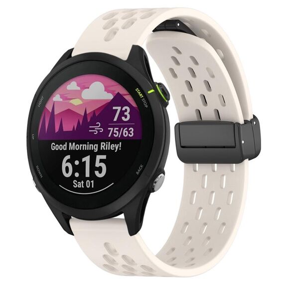 Per cinturino in silicone con chiusura magnetica pieghevole Garmin Forerunner 255 da 22 mm (colore Starlight)