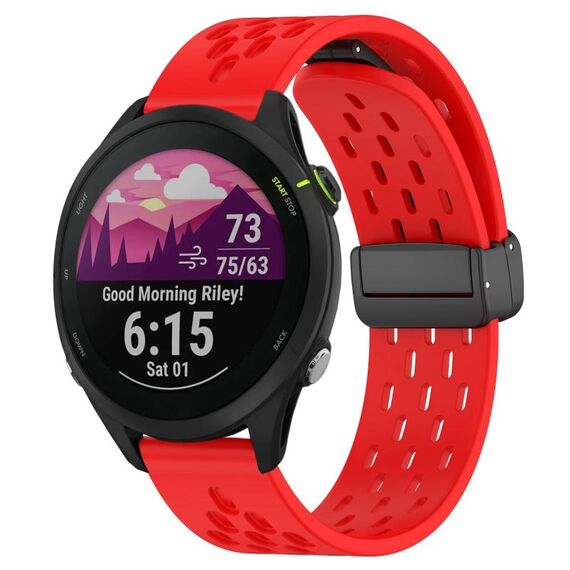 Cinturino per orologio in silicone con chiusura magnetica pieghevole da 22 mm per Garmin Forerunner 255 Music (rosso)
