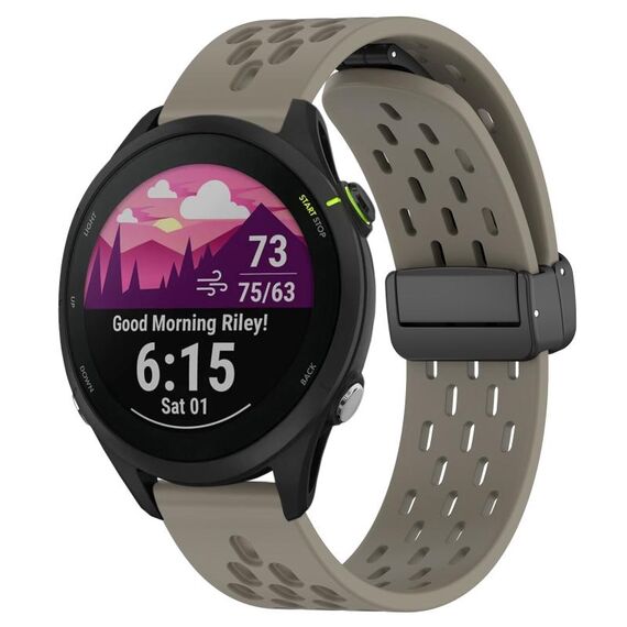 Per cinturino in silicone con chiusura magnetica pieghevole Garmin Forerunner 255 Music da 22 mm (cenere spaziale)