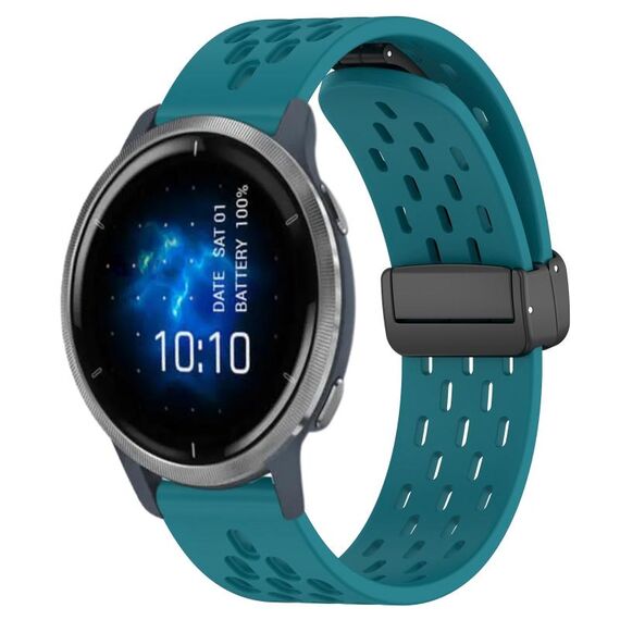 Per cinturino in silicone con chiusura magnetica pieghevole Garmin Venu 2 da 22 mm (verde nascosto)