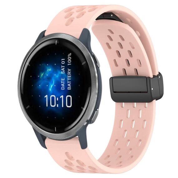 Per cinturino in silicone con chiusura magnetica pieghevole Garmin Venu 2 da 22 mm (rosa)