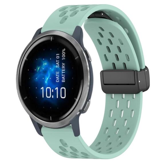 Per cinturino in silicone con chiusura magnetica pieghevole Garmin Venu 2 da 22 mm (verde acqua)