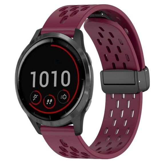 Per cinturino in silicone con chiusura magnetica pieghevole Garmin Vivoactive 4 da 22 mm (vino rosso)
