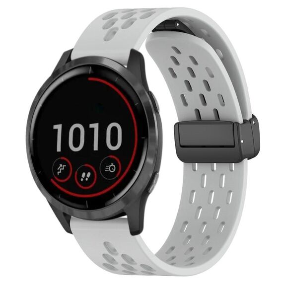 Per cinturino in silicone con chiusura magnetica pieghevole Garmin Vivoactive 4 da 22 mm (grigio chiaro)