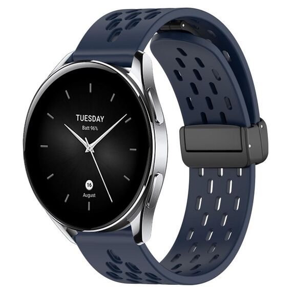 Per Xiaomi Watch S2 46mm 22mm cinturino in silicone con chiusura magnetica pieghevole (blu notte)