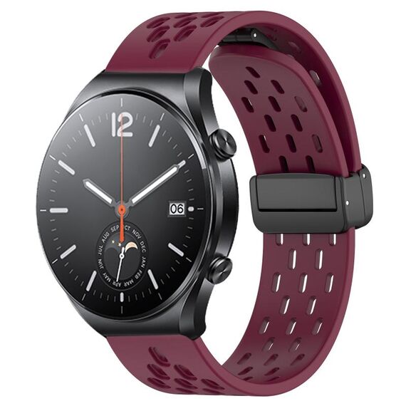 Per Xiaomi MI Watch S1 cinturino in silicone con chiusura magnetica pieghevole da 22 mm (vino rosso)