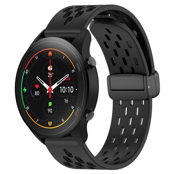 Per Xiaomi MI Watch S1 Pro cinturino in silicone con chiusura magnetica pieghevole da 22 mm (nero)