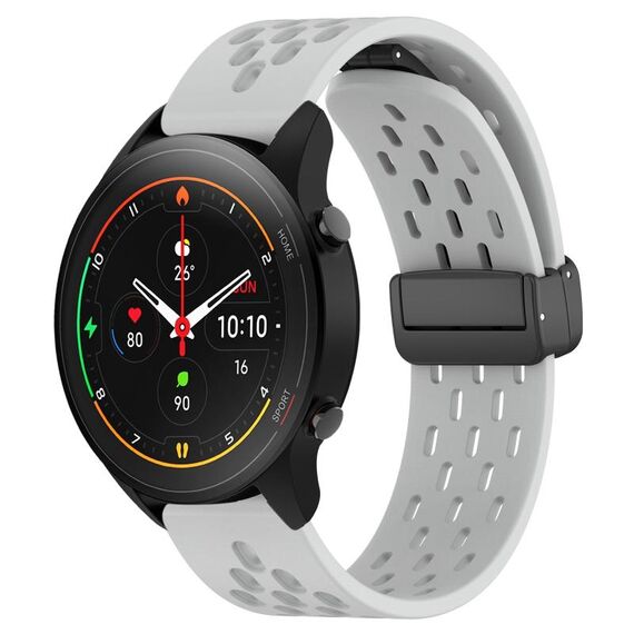 Per Xiaomi MI Watch S1 Pro cinturino in silicone con chiusura magnetica pieghevole da 22 mm (grigio chiaro)