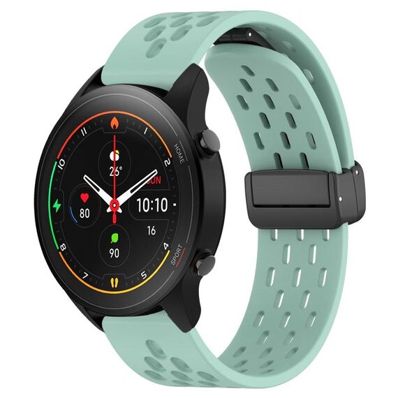 Per Xiaomi MI Watch S1 Pro cinturino in silicone con chiusura magnetica pieghevole da 22 mm (verde acqua)
