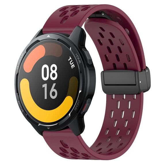 Per Xiaomi Watch S1 Active cinturino in silicone con chiusura magnetica pieghevole da 22 mm (vino rosso)