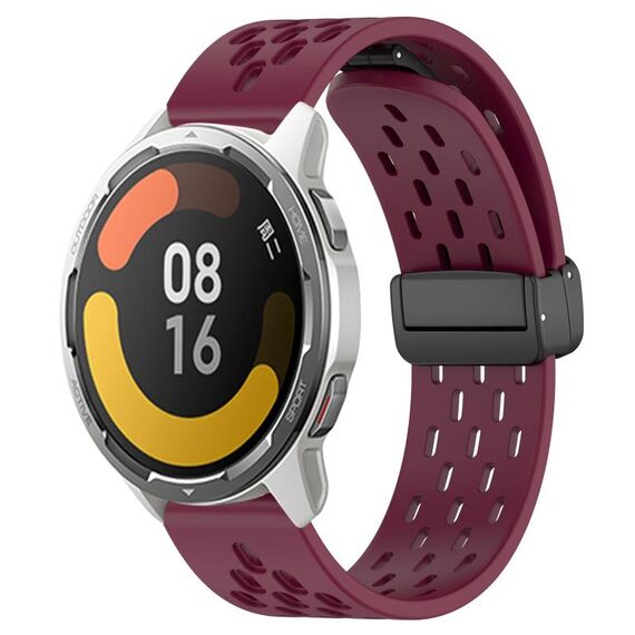 Per Xiaomi MI Watch Color 2 Cinturino in silicone con chiusura magnetica pieghevole da 22 mm (vino rosso)