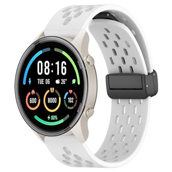 Per Xiaomi MI Watch Sport cinturino in silicone con chiusura magnetica pieghevole da 22 mm (bianco)