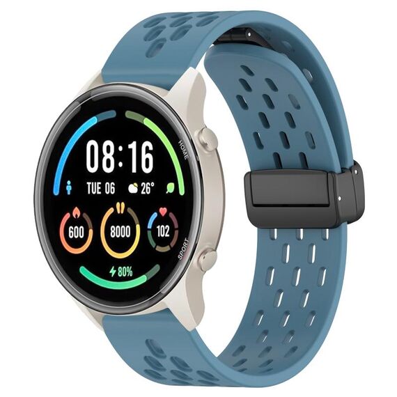 Per Xiaomi MI Watch Sport cinturino in silicone con chiusura magnetica pieghevole da 22 mm (blu)