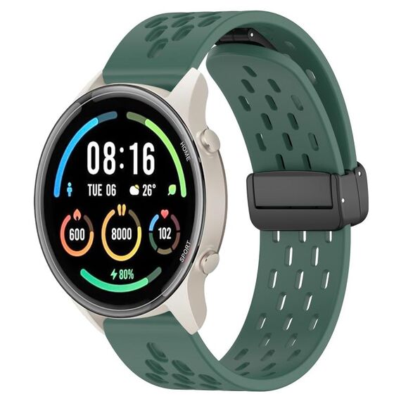 Per Xiaomi MI Watch Sport cinturino in silicone con chiusura magnetica pieghevole da 22 mm (verde scuro)