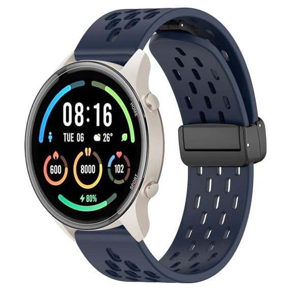Per Xiaomi MI Watch Sport cinturino in silicone con chiusura magnetica pieghevole da 22 mm (blu notte)