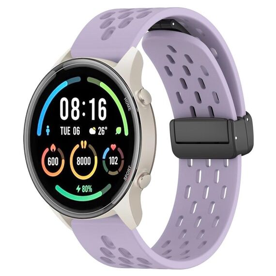 Per Xiaomi MI Watch Sport cinturino in silicone con chiusura magnetica pieghevole da 22 mm (viola)