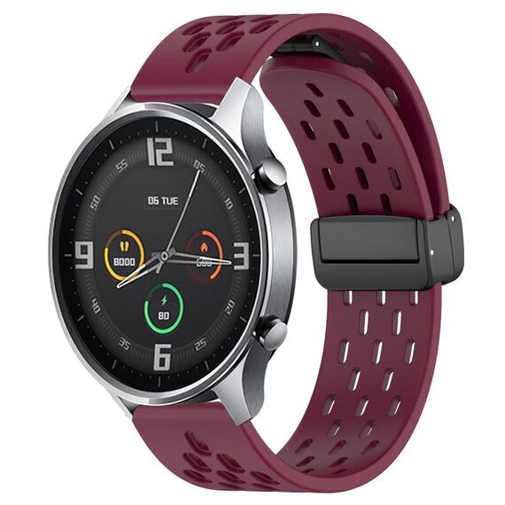 Per Xiaomi MI Watch Cinturino in silicone con chiusura magnetica pieghevole da 22 mm (vino rosso)