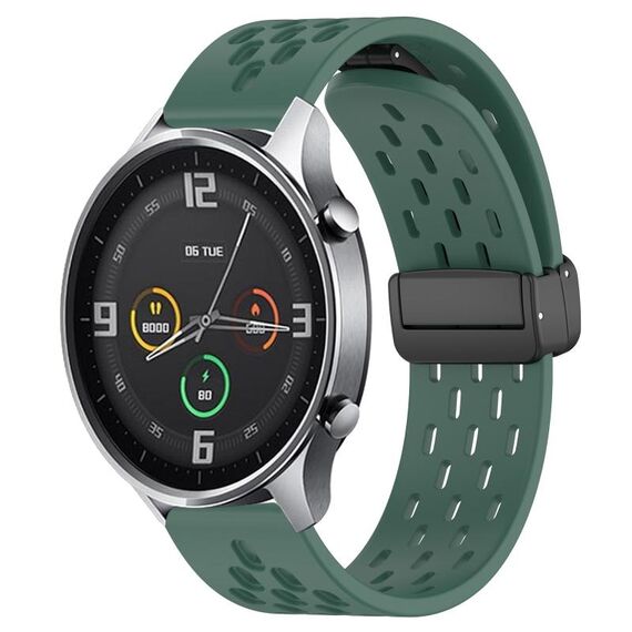 Per Xiaomi MI Watch Cinturino in silicone con chiusura magnetica pieghevole da 22 mm (verde scuro)