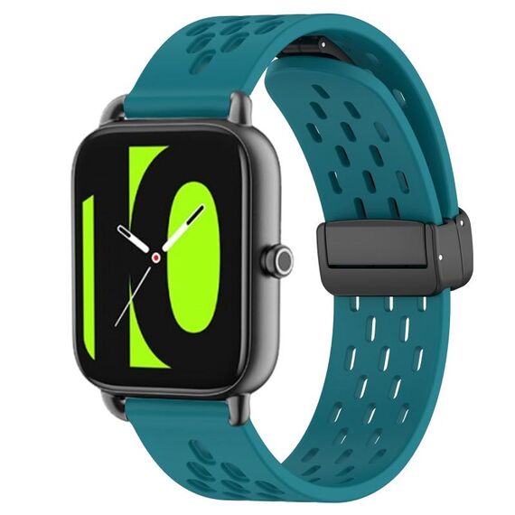 Per Xiaomi Haylou RS4 LS12 cinturino in silicone con chiusura magnetica pieghevole da 22 mm (verde nascosto)