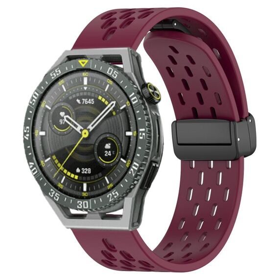 Per Huawei Watch GT3 SE cinturino in silicone con chiusura magnetica pieghevole da 22 mm (vino rosso)