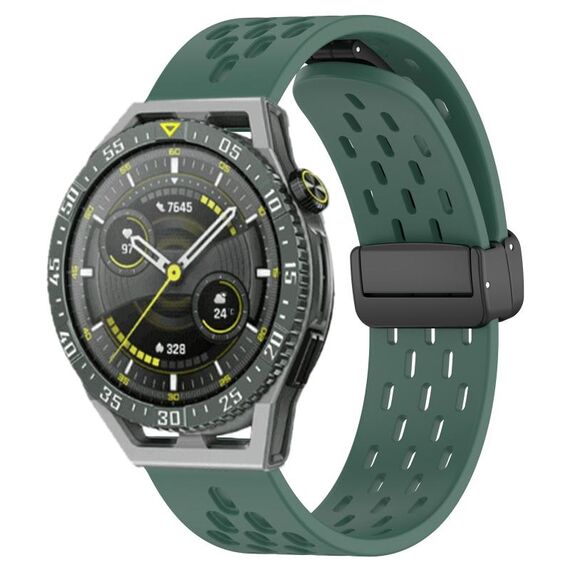 Per Huawei Watch GT3 SE cinturino in silicone con chiusura magnetica pieghevole da 22 mm (verde scuro)