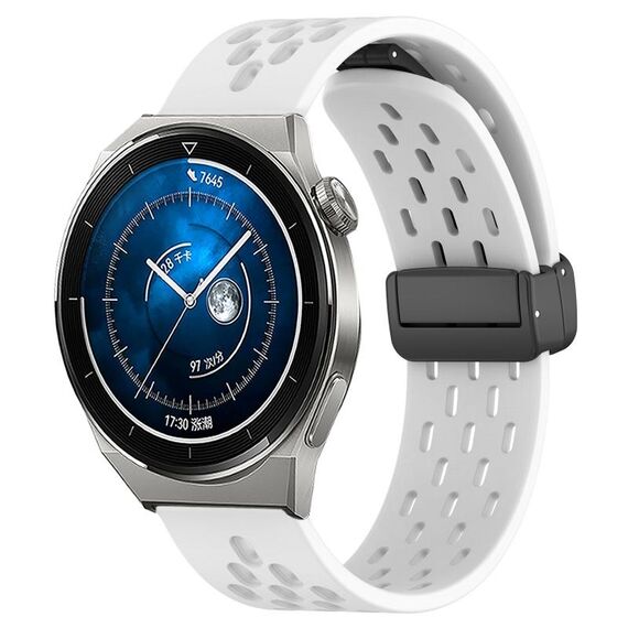 Per Huawei Watch GT3 Pro 46mm 22mm Cinturino in silicone con chiusura magnetica pieghevole (bianco)