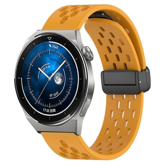 Per Huawei Watch GT3 Pro 46mm 22mm cinturino in silicone con chiusura magnetica pieghevole (giallo)